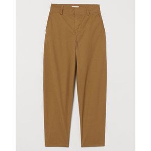 H&M - 100% PIMA COTTON CHINOS - HIGH WAISTED - DARK BEIGE / KHAKI - 12 - NWT